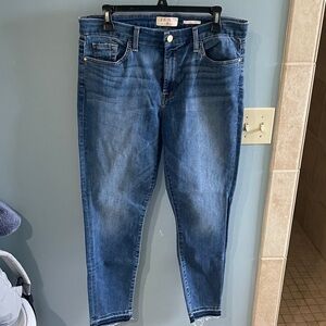 Jen7 by 7 For All Mankind Ankle Skinny Jeans featuring a released raw open hem